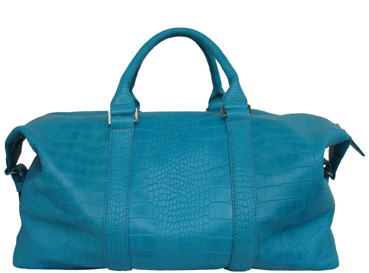 Turquoise Blue Travel Tote Duffel Bag With Carry Handles PNG Clipart