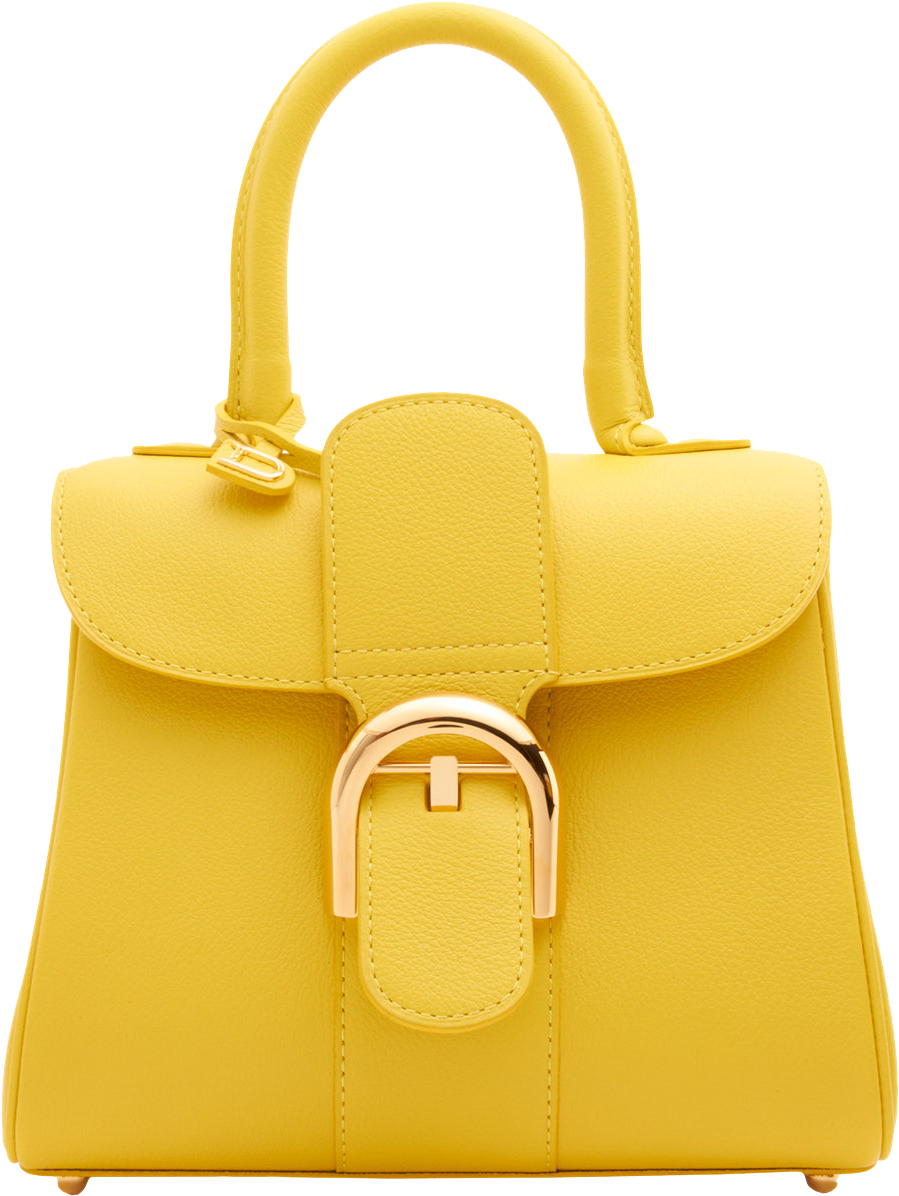 Yellow Leather Backpack Purse With Front Buckle And Top Handle PNG Clipart