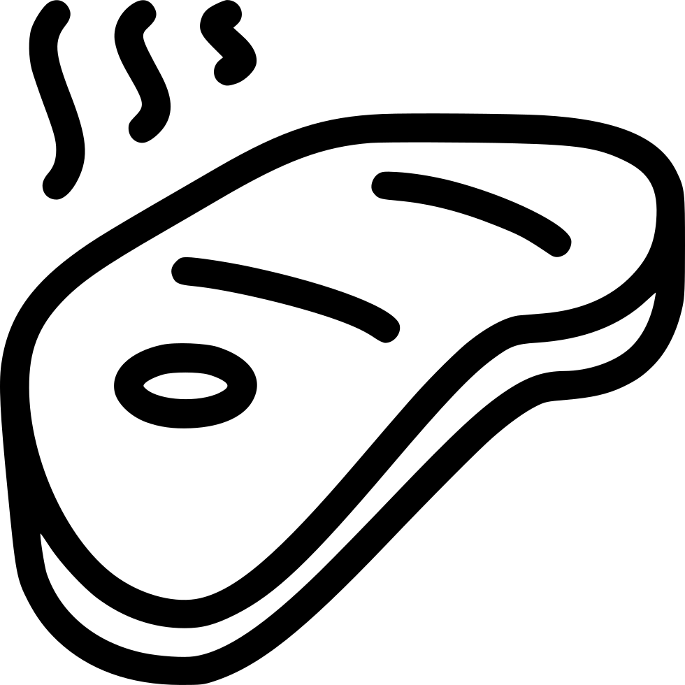 Black Outline Grilled Beef Steak Icon With Rising Steam PNG Illustration