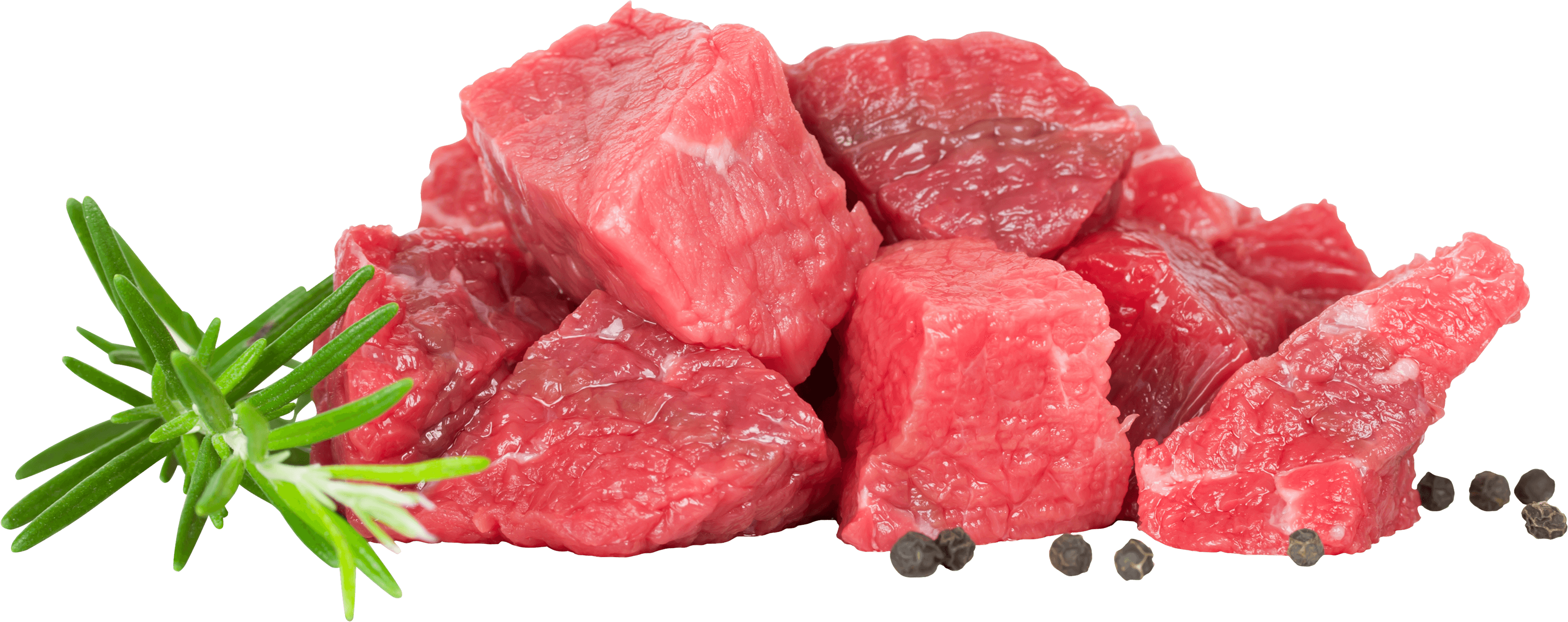 Fresh Beef Chunks With Rosemary Sprig And Black Peppercorns PNG Clipart