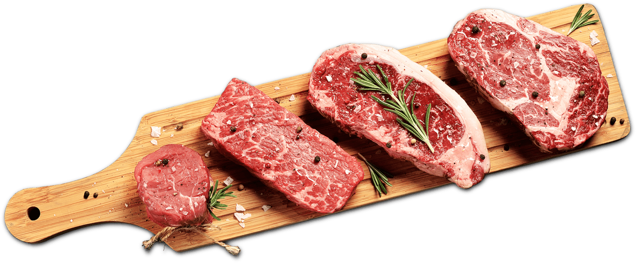 Grilled Beef Slices On Wooden Board With Rustic Sandwich Garnish PNG