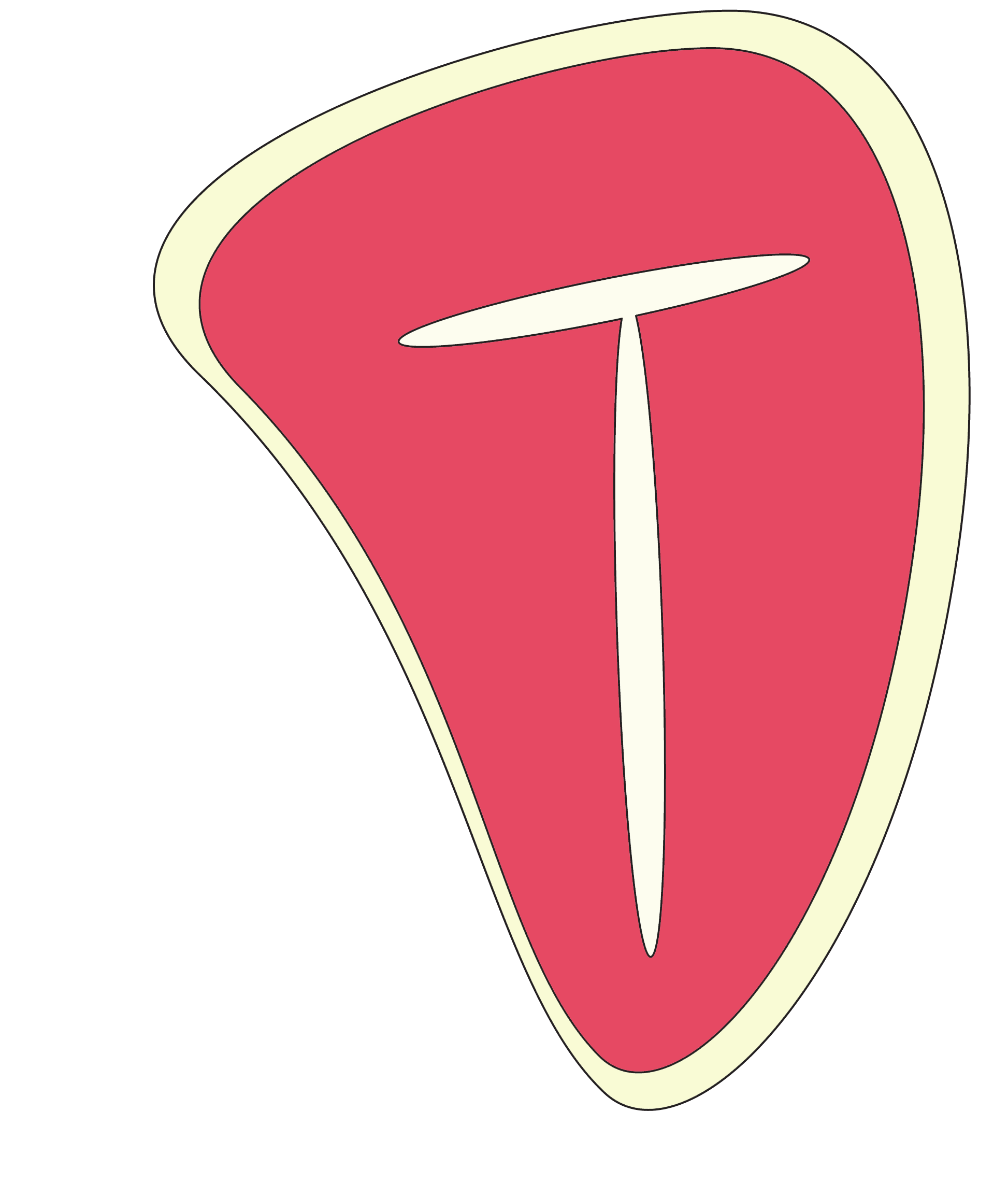 Red T Bone Steak Cutout Icon With Thick White Outline PNG Illustration