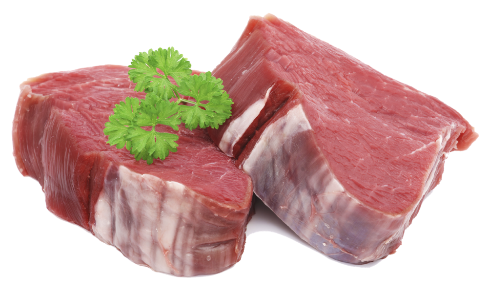 Thick Raw Beef Medallions And Steak Pieces Garnished With Herbs PNG