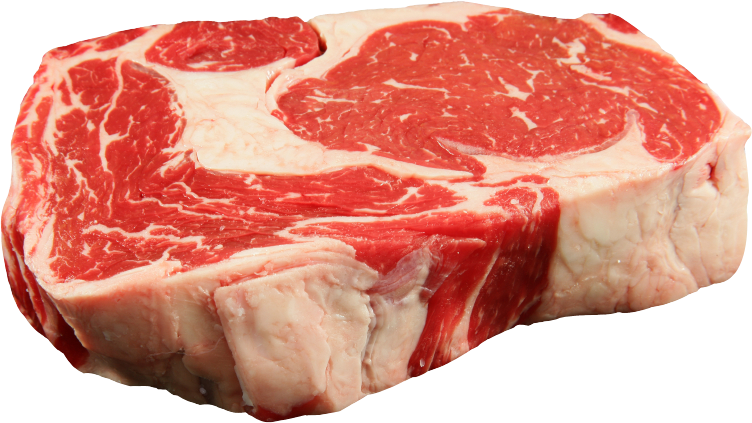 Thick Ribeye Beef Steak With Marbled Fat And Bone Transparent Background PNG