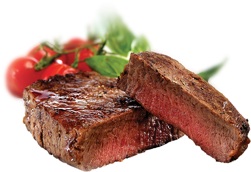 Two Grilled Beef Steaks With Charred Edges And Juicy Center PNG Clipart