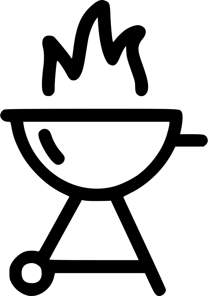 Black Barbecue Grill Icon With Rising Flame And Smoke PNG Illustration