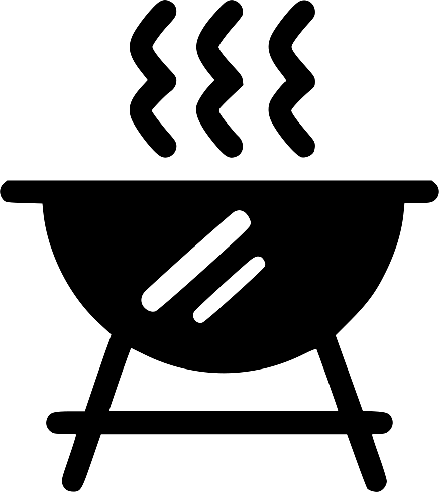 Black Barbecue Kettle Grill Outline Icon With Rising Steam PNG Graphic