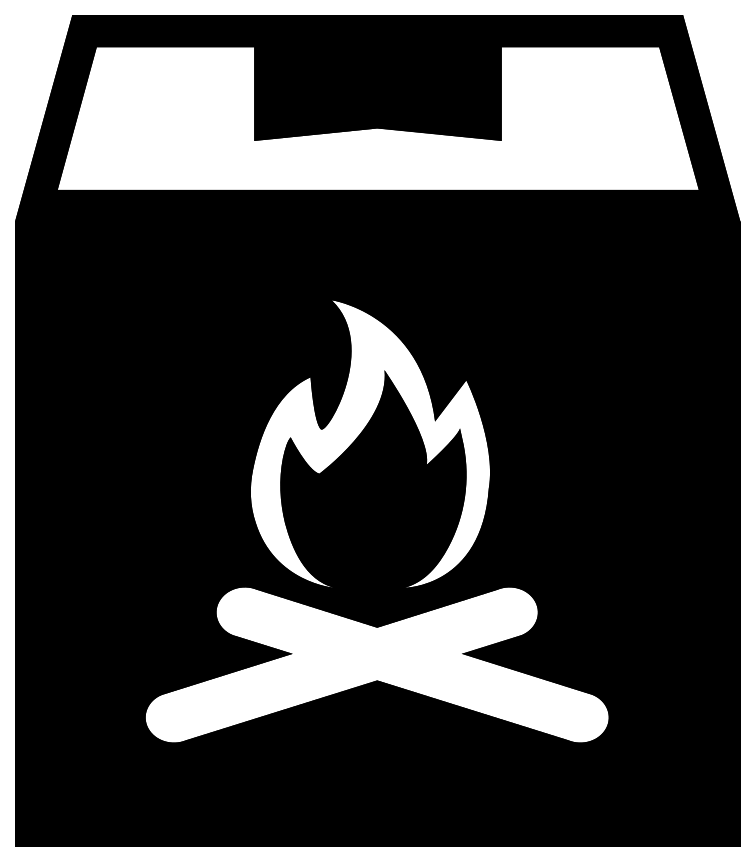 Black Charcoal Bag Icon With Campfire And Burning Wood PNG Graphic