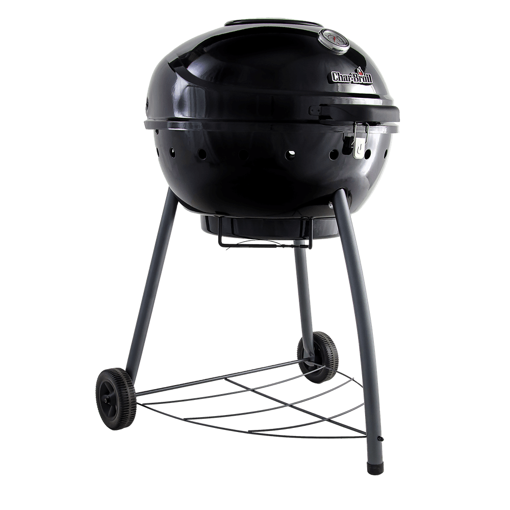 Black Charcoal Kettle Grill On Wheels With Closed Lid Transparent PNG