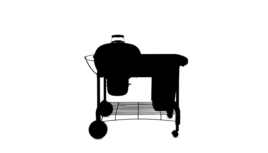 Black Silhouette Of Outdoor Barbecue Grill Cart With Side Tables PNG Graphic