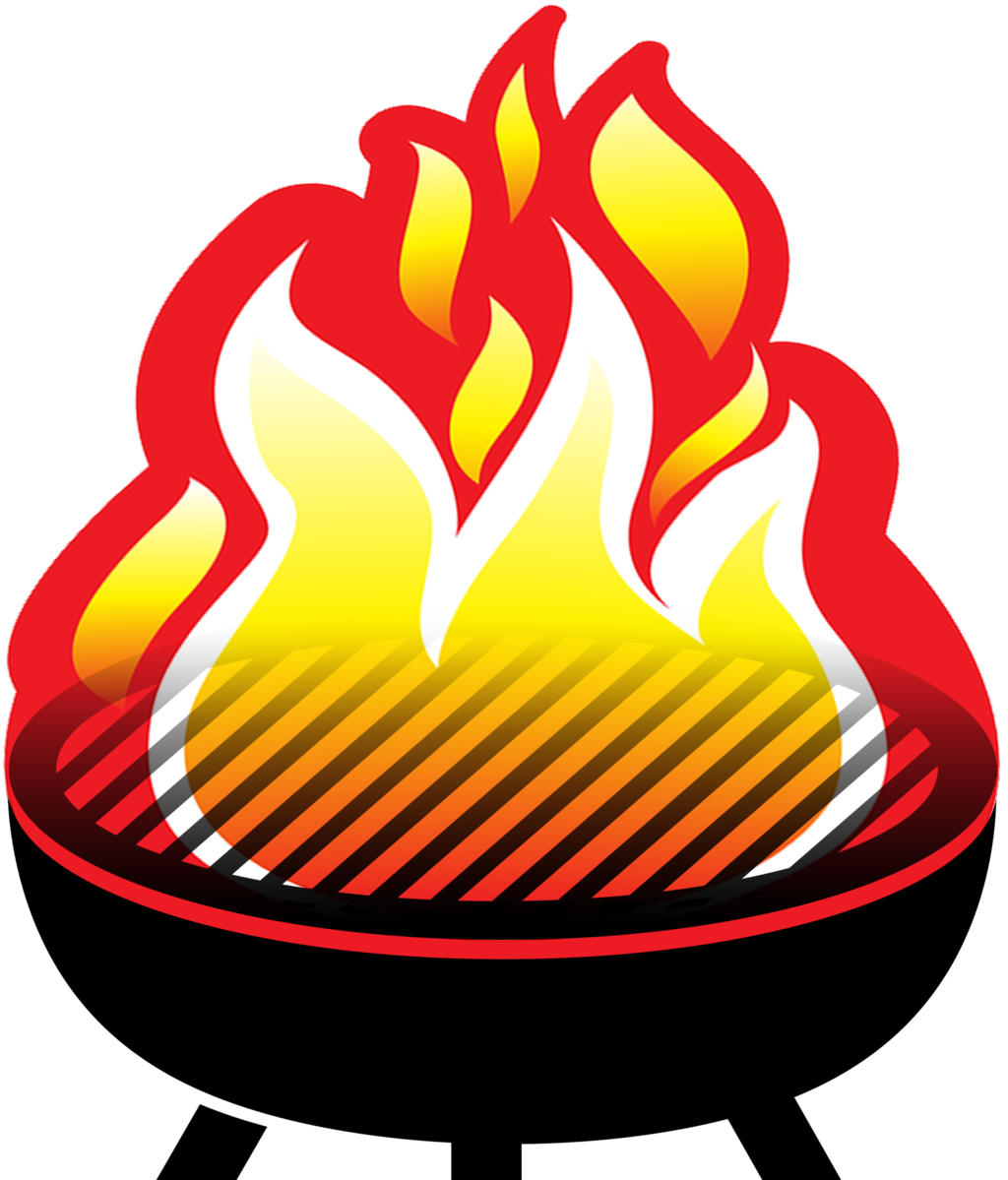 Colorful Barbecue Emblem With Flames Fork And BBQ Lettering PNG Graphic