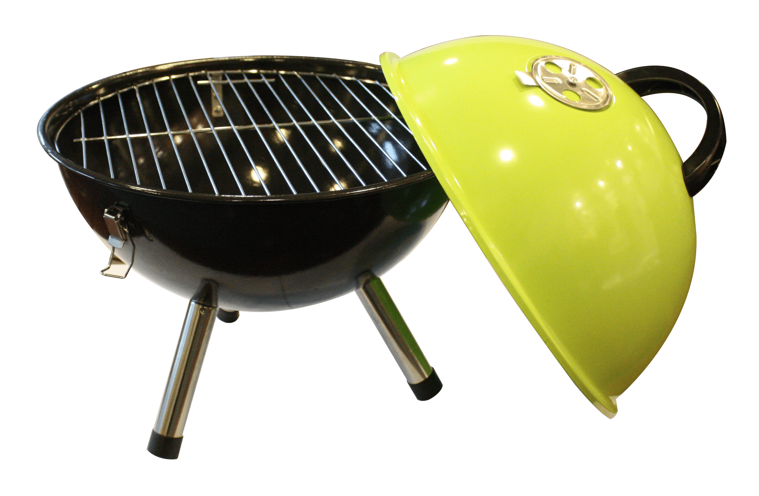 Compact Green Portable Barbecue Grill With Hinged Lid PNG Image