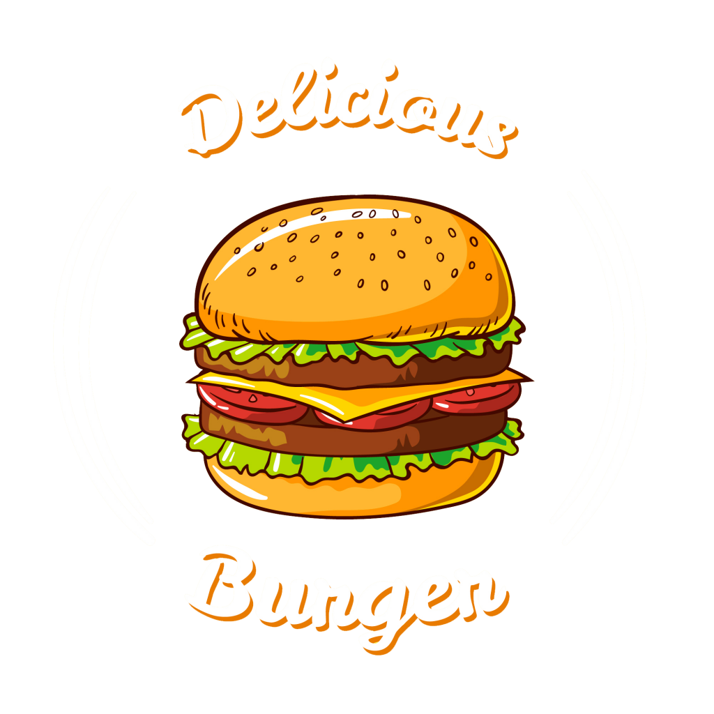 Delicious Burger Logo Illustration With Layered Cheeseburger PNG Graphic