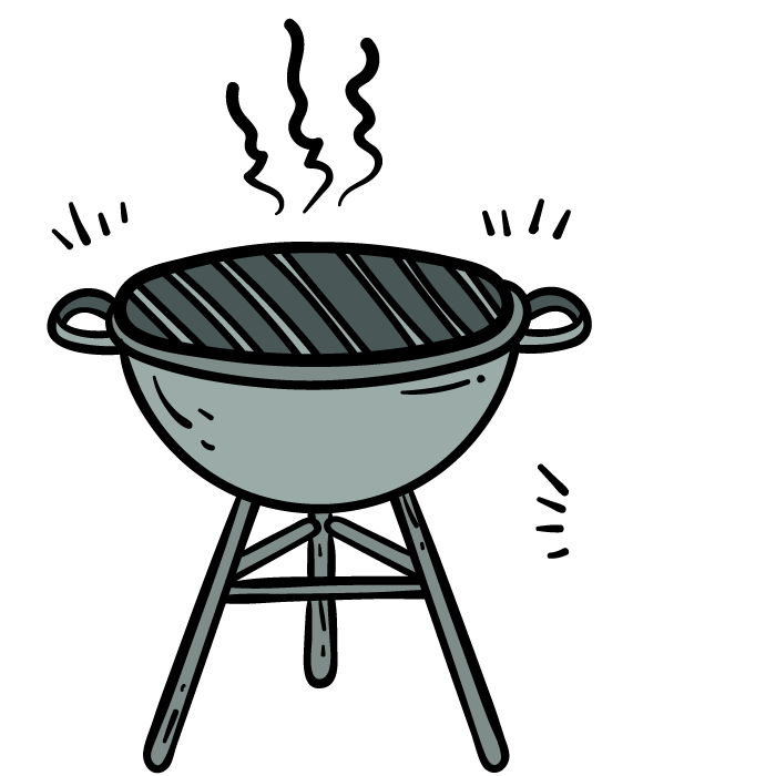 Gray Cartoon Kettle Grill With Steam Lines And Side Handles PNG Clipart