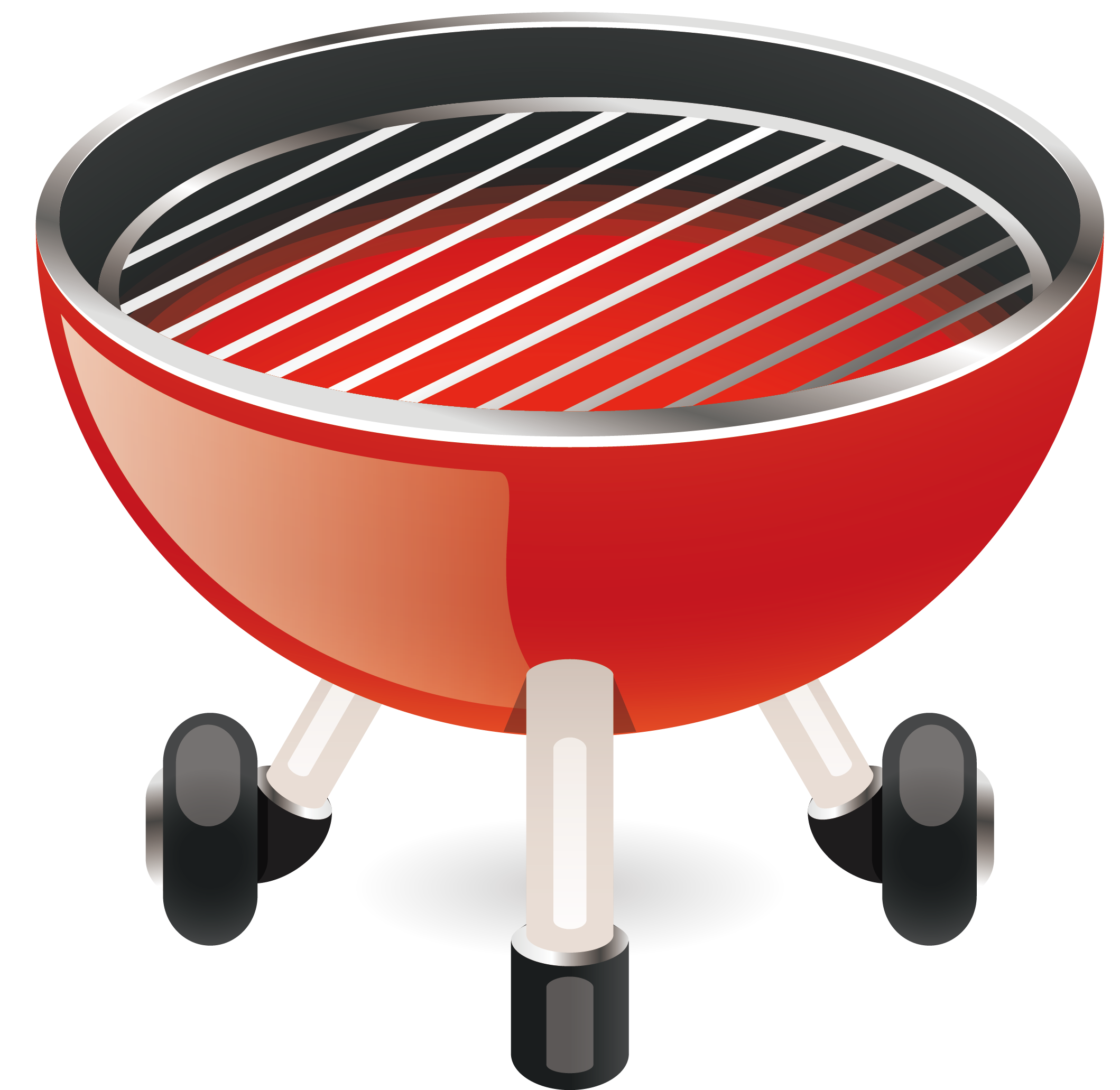 Red Kettle Barbecue Grill Illustration With Cooking Grate PNG Image