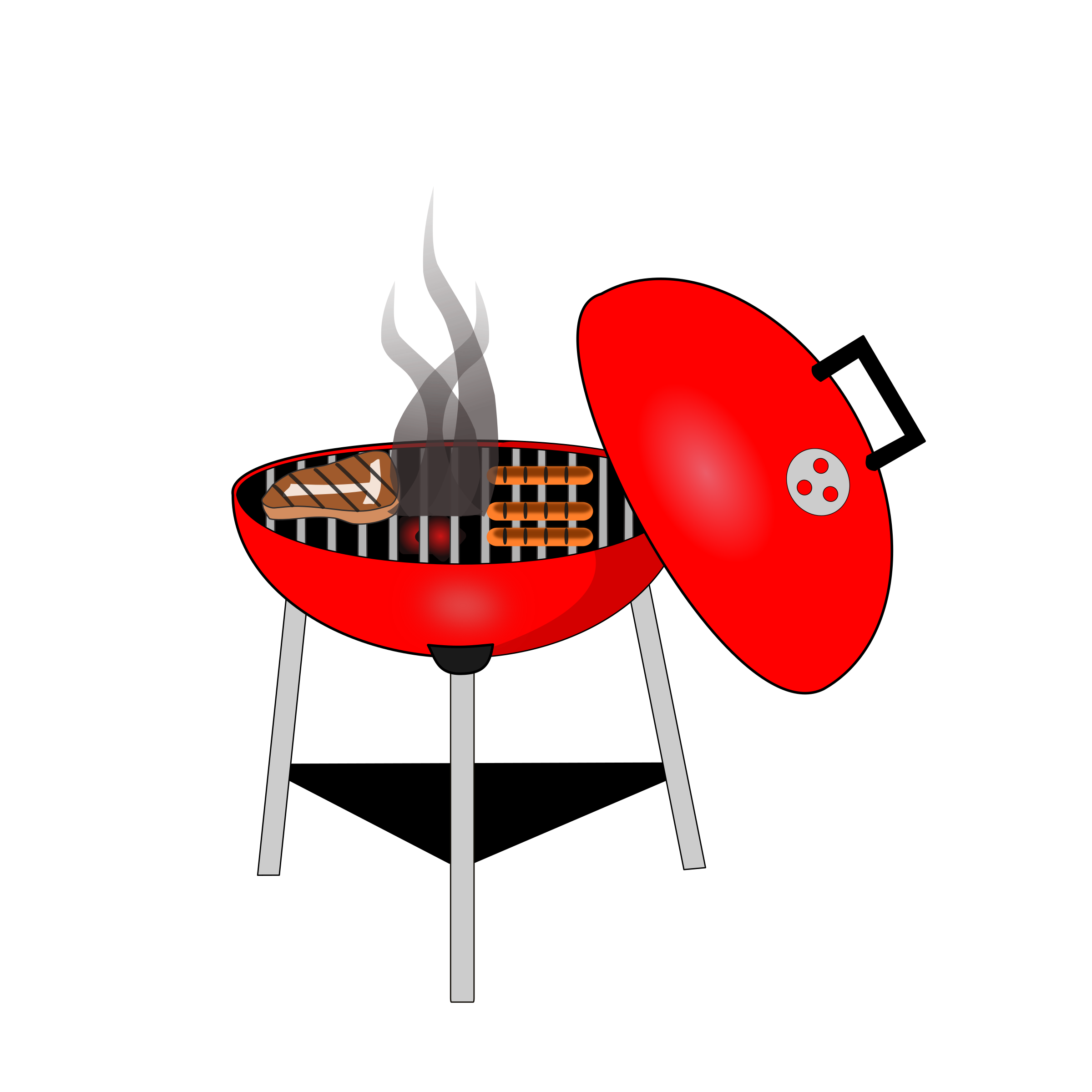 Red Kettle Charcoal Grill With Open Dome Lid And Cooking Rack PNG Image