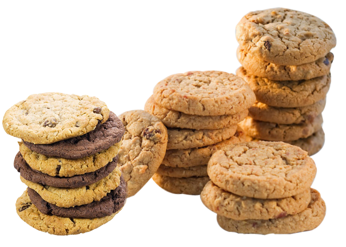 Assorted Round Sandwich Biscuits With Chocolate And Vanilla Cream PNG Set