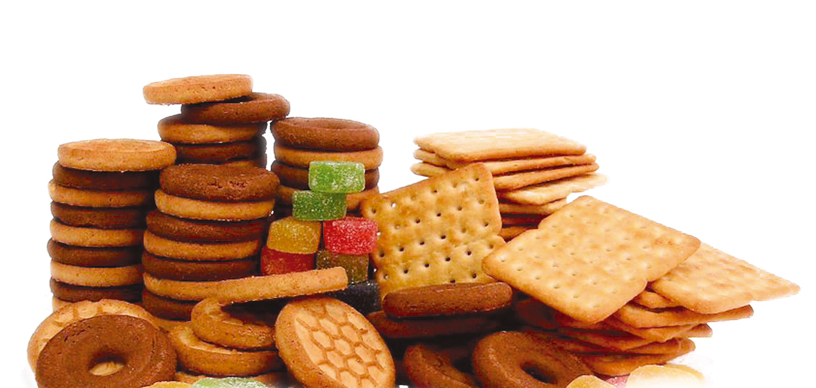 Assortment Of Wafer Cookies Crackers And Golden Biscuits PNG Collection