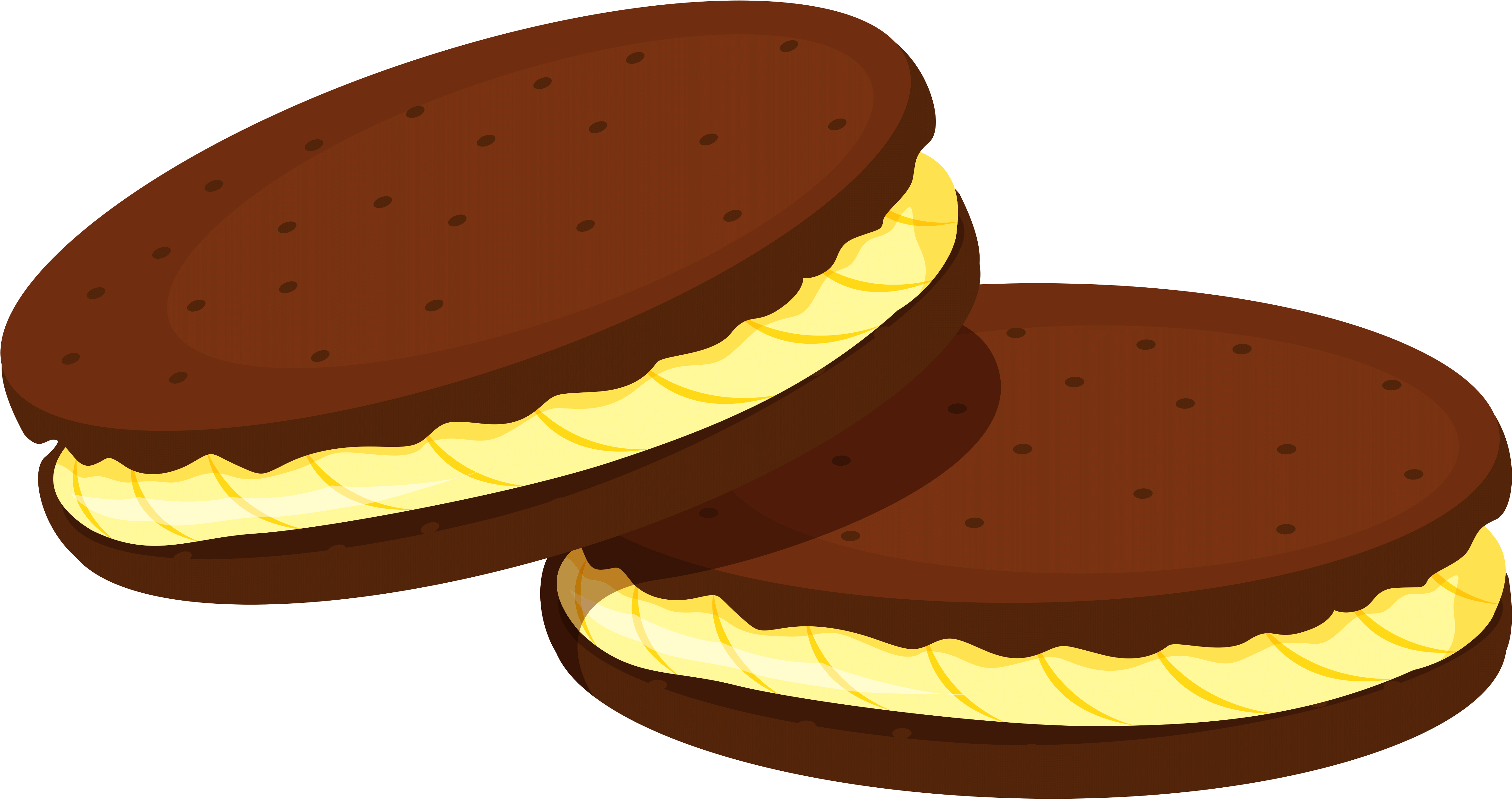 Chocolate Cream Sandwich Cookies Cartoon Illustration With Dark Biscuits PNG