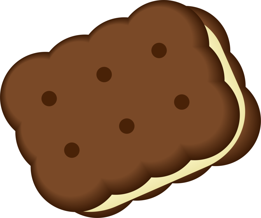 Cute Cartoon Chocolate Sandwich Cookie With Cream Filling PNG Illustration
