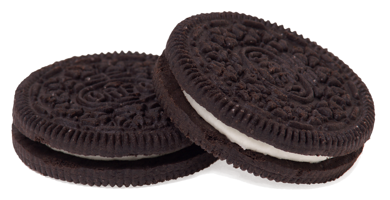 Dark Chocolate Sandwich Cookies With White Cream Filling Transparent PNG