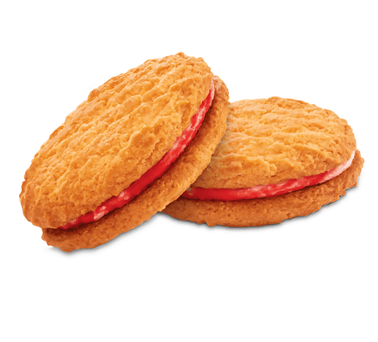 Golden Jam Sandwich Cookies With Red Fruit Filling PNG Image