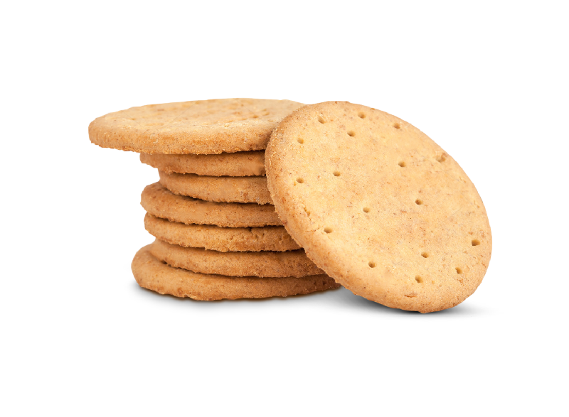 Pile Of Small Round Tea Biscuits With Crisp Golden Edges Isolated PNG