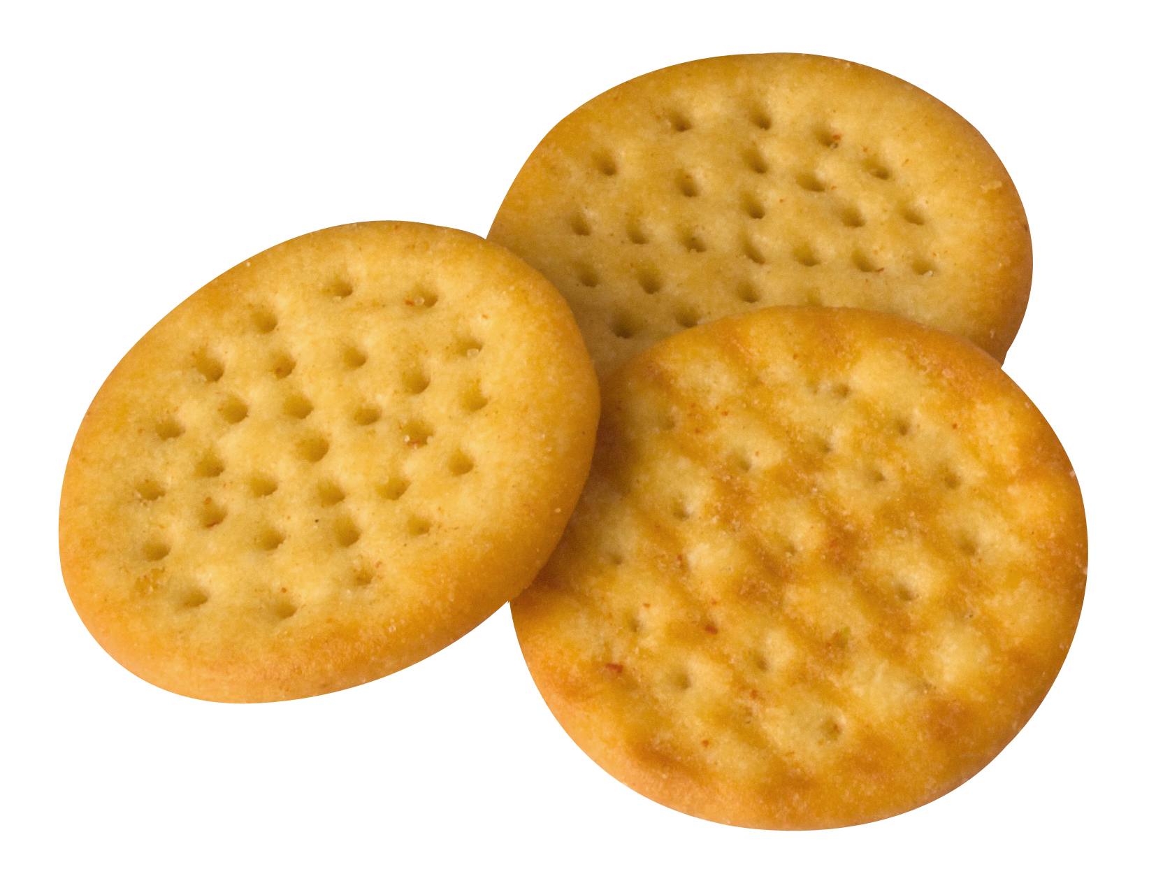 Round Golden Saltine Crackers With Perforated Centers PNG Image