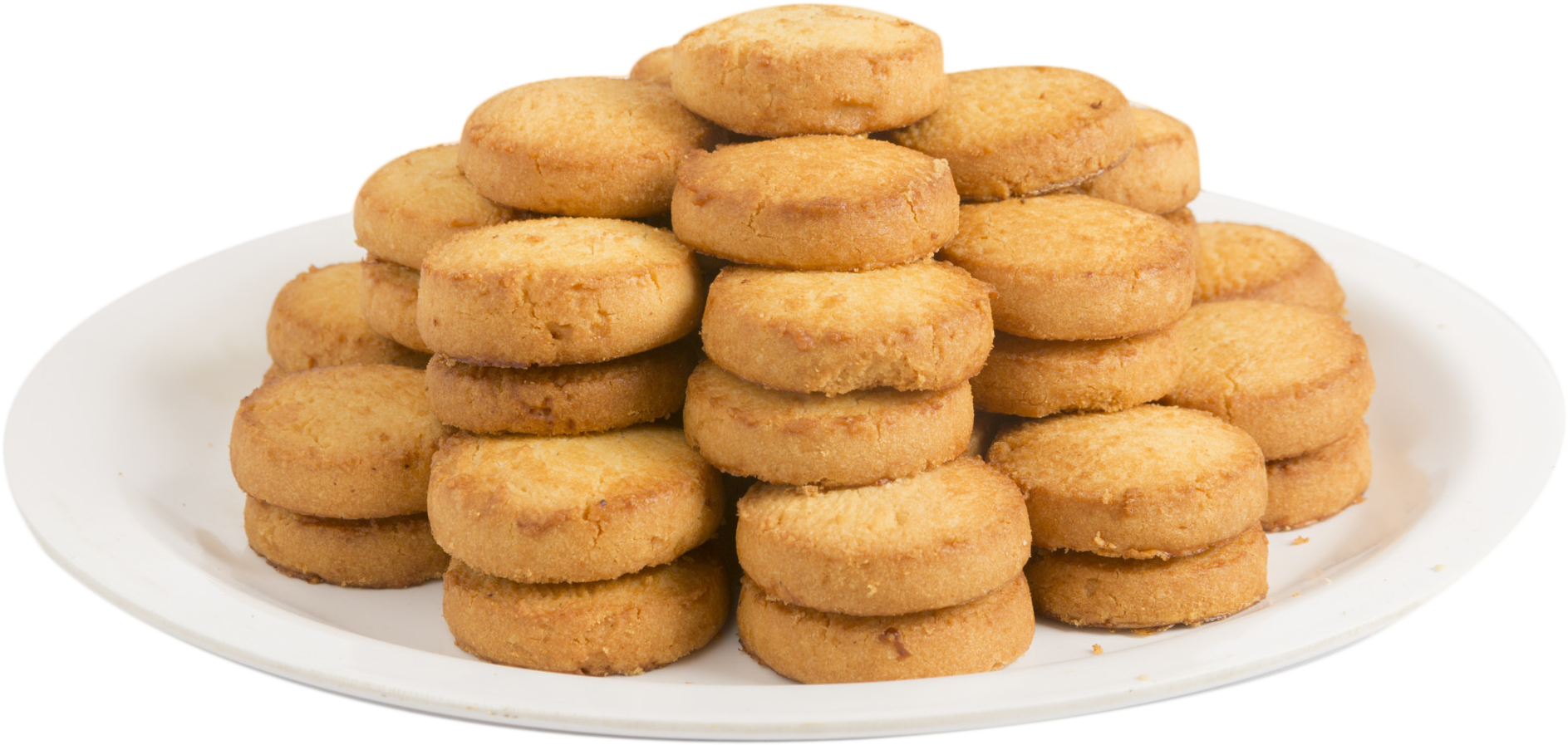 Small Golden Butter Biscuits Arranged On A White Plate PNG Image