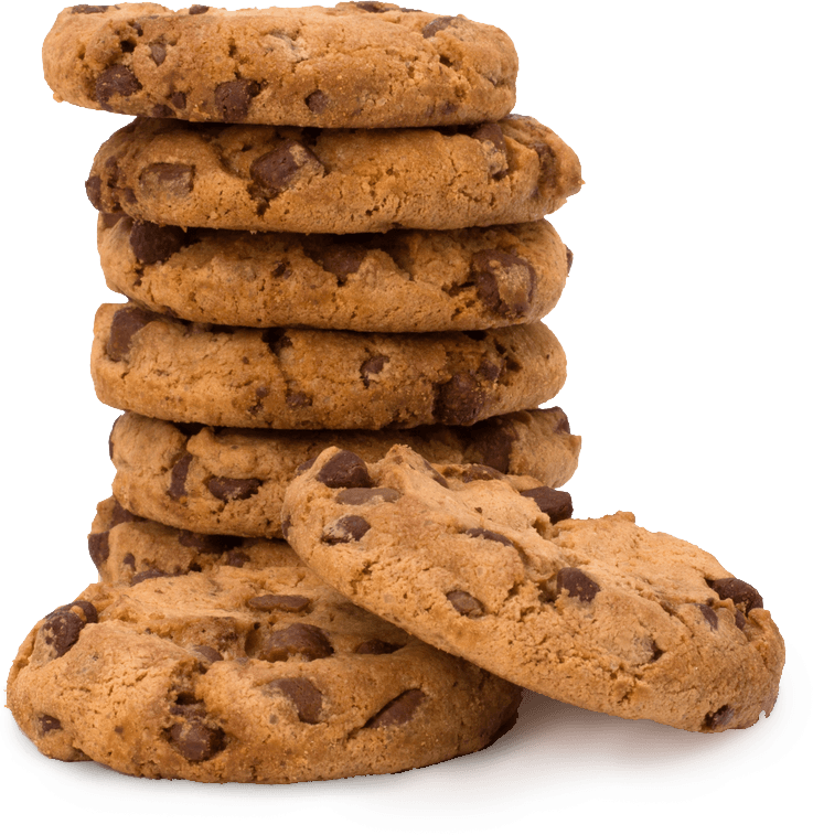 Tall Stack Of Homemade Chocolate Chip Cookies With Soft Crumb PNG Image