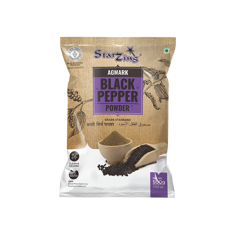 Black Pepper Powder Retail Pouch Package With Natural Spice Photo PNG