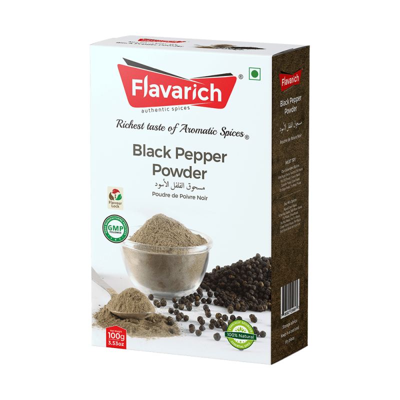 Black Pepper Powder Seasoning Box Package With Ground Pepper PNG Image