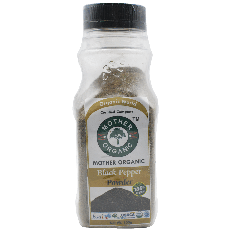 Clear Glass Organic Black Pepper Grinder Bottle With Label PNG Image