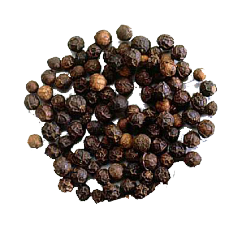 Dark Whole Black Peppercorn Cluster With Rich Textured Surface PNG Image