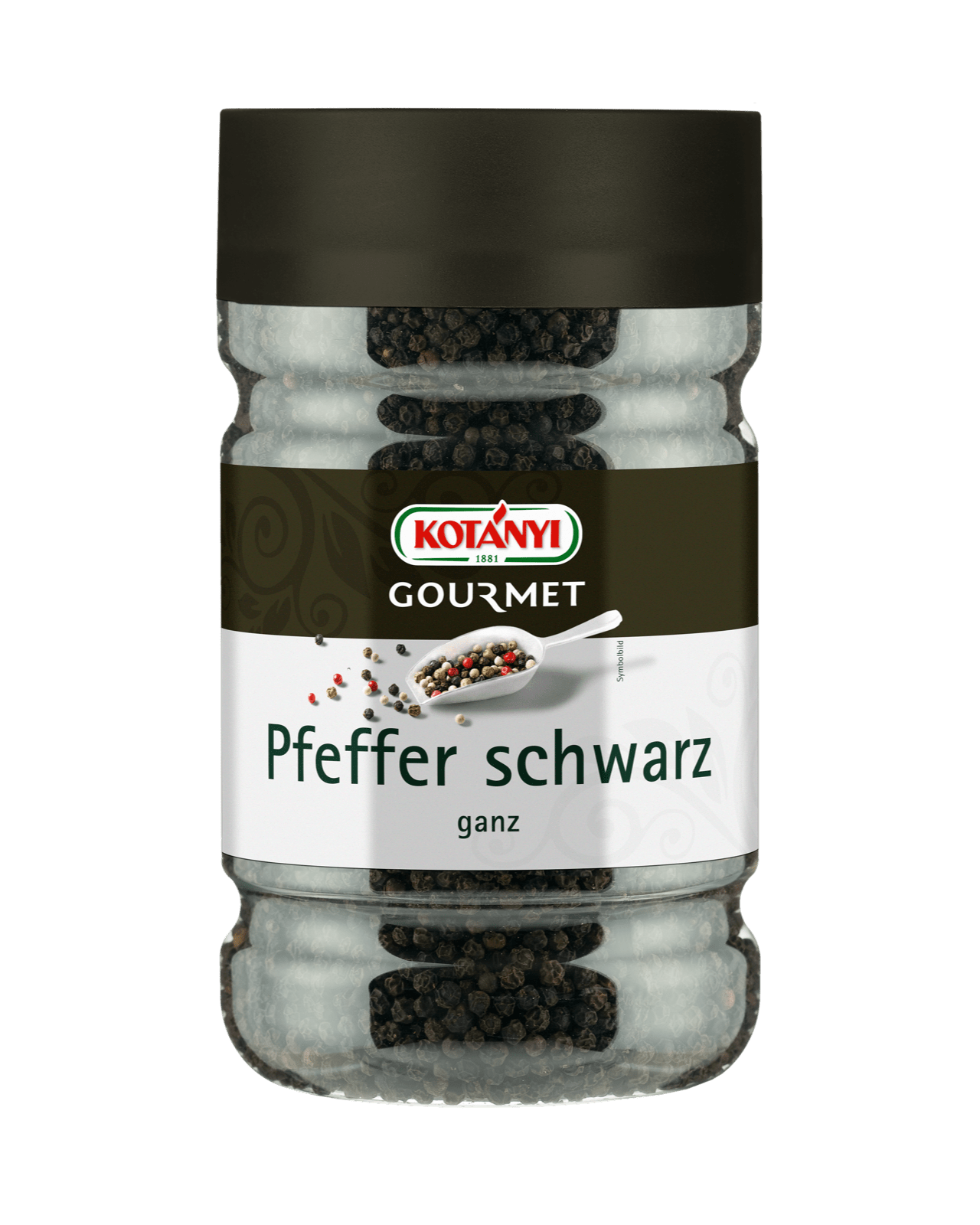 Glass Jar Of Whole Black Peppercorns With Green Spice Label PNG Image