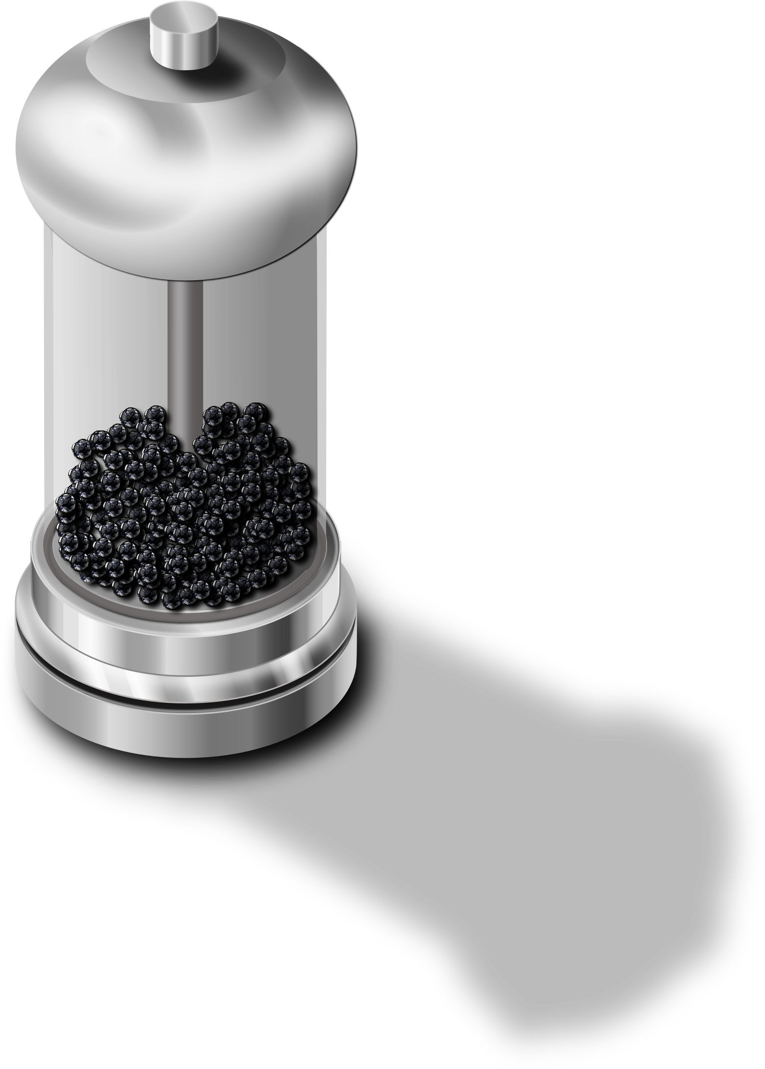 Silver Stainless Steel Pepper Mill Grinder With Ground Pepper PNG Product