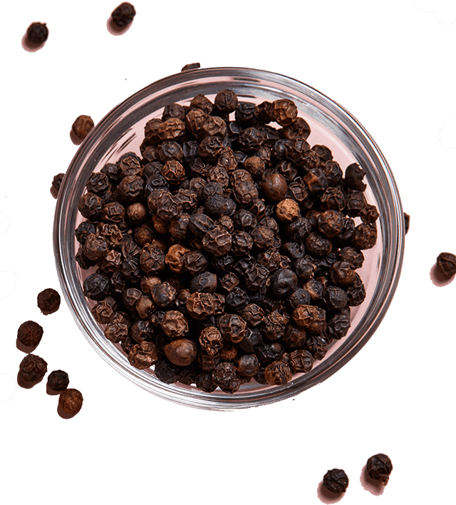 Top Down View Of Whole Black Peppercorns In A Glass Bowl PNG Clipart