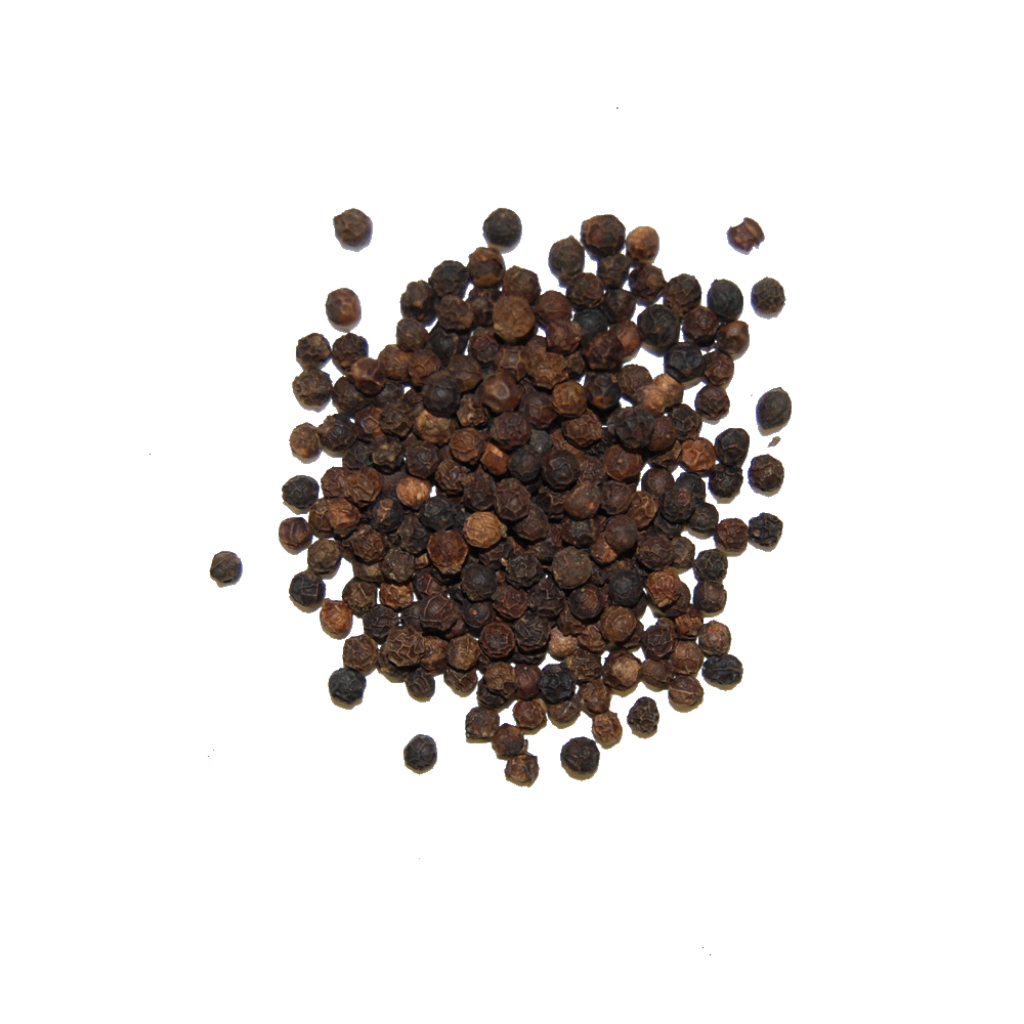 Whole Black Peppercorn Mound With Individual Spices Around PNG Graphic