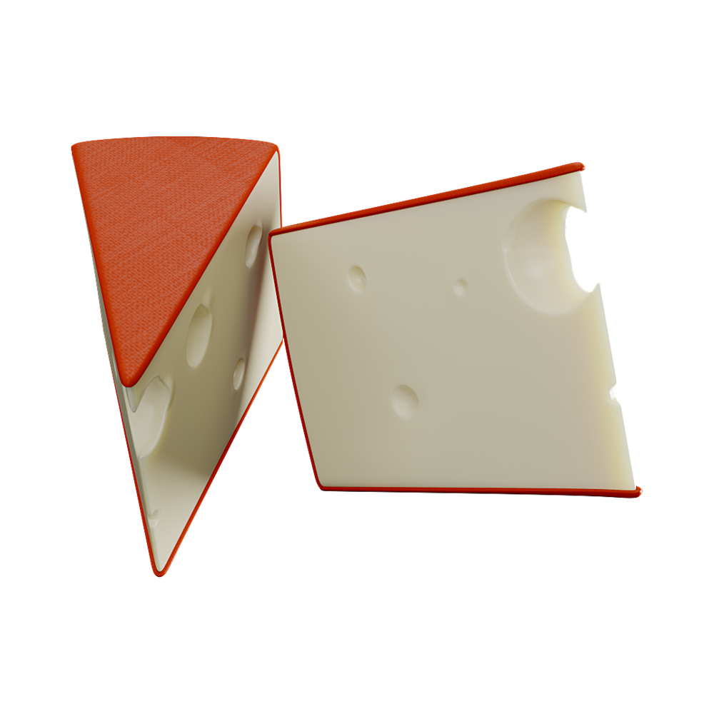 Assorted White And Yellow Cheese Wedges With Rind PNG Graphic