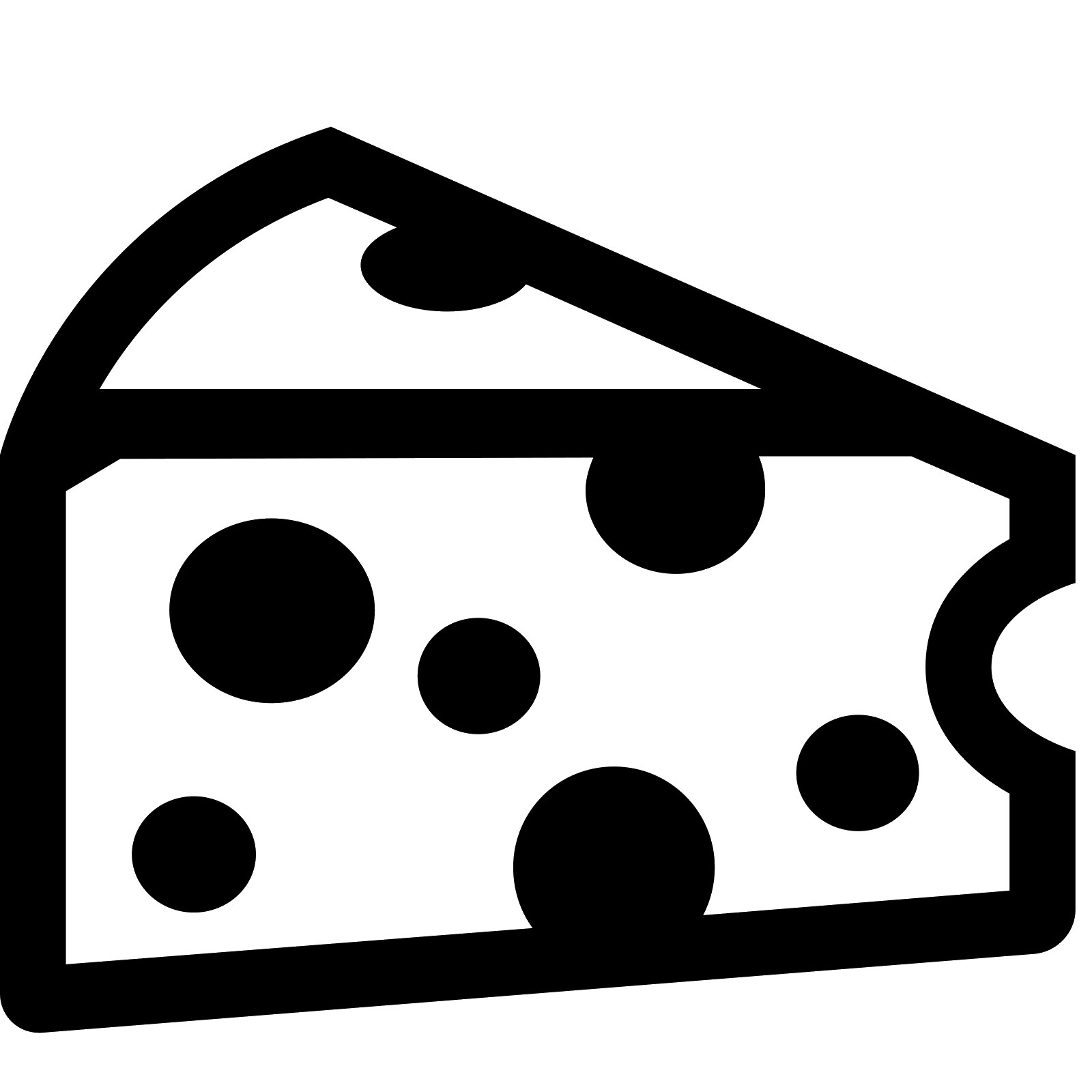 Black Cheese Slice Icon With Bite Shaped Edge Transparent Background PNG