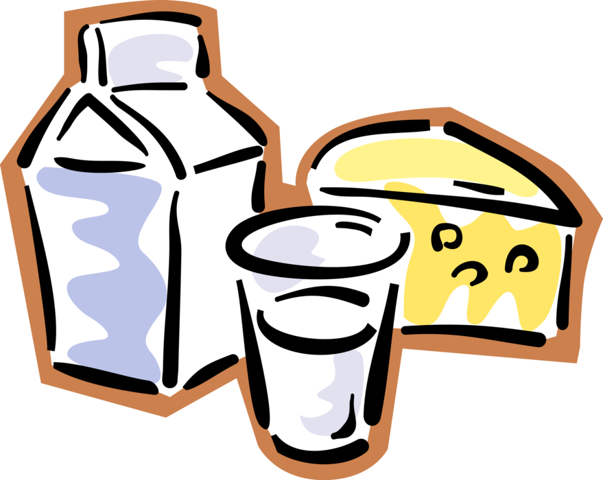 Black Line Art Of Milk Bottle Glass And Cheese Wedge PNG Illustration