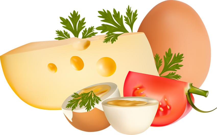 Cheese Wedge Served With Tomato Onion Egg And Fresh Garnish PNG Illustration
