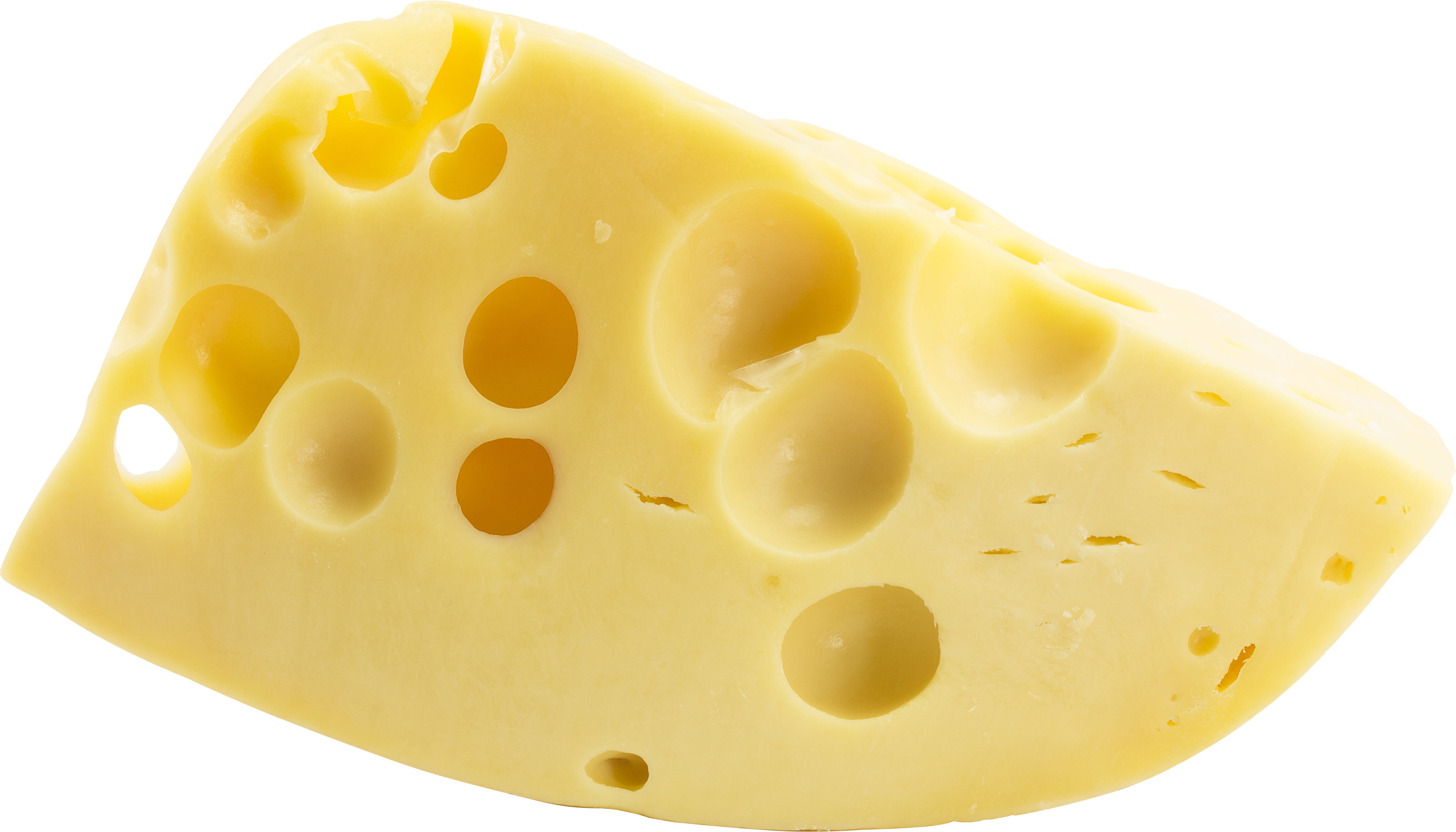 Creamy Swiss Cheese Slice With Natural Holes And Golden Rind PNG Image