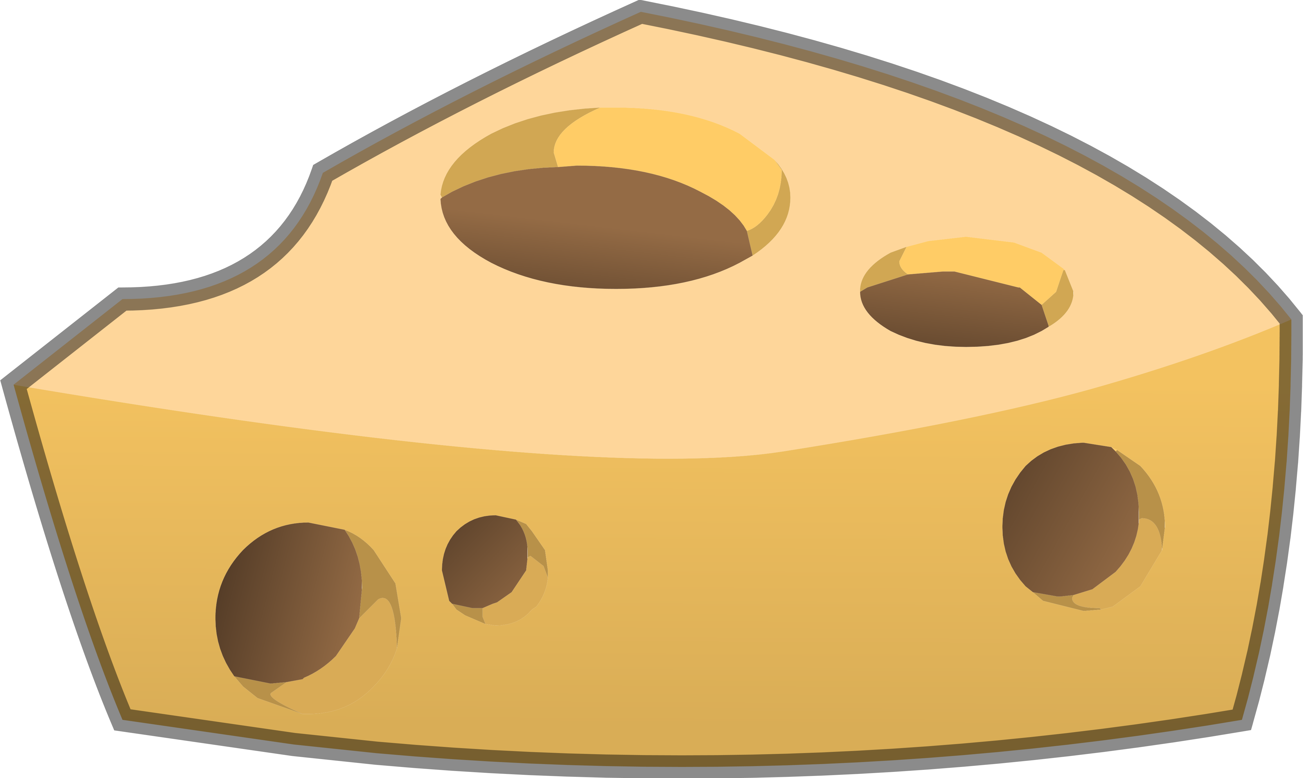 Cute Cartoon Swiss Cheese Wedge With Brown Outline PNG Illustration