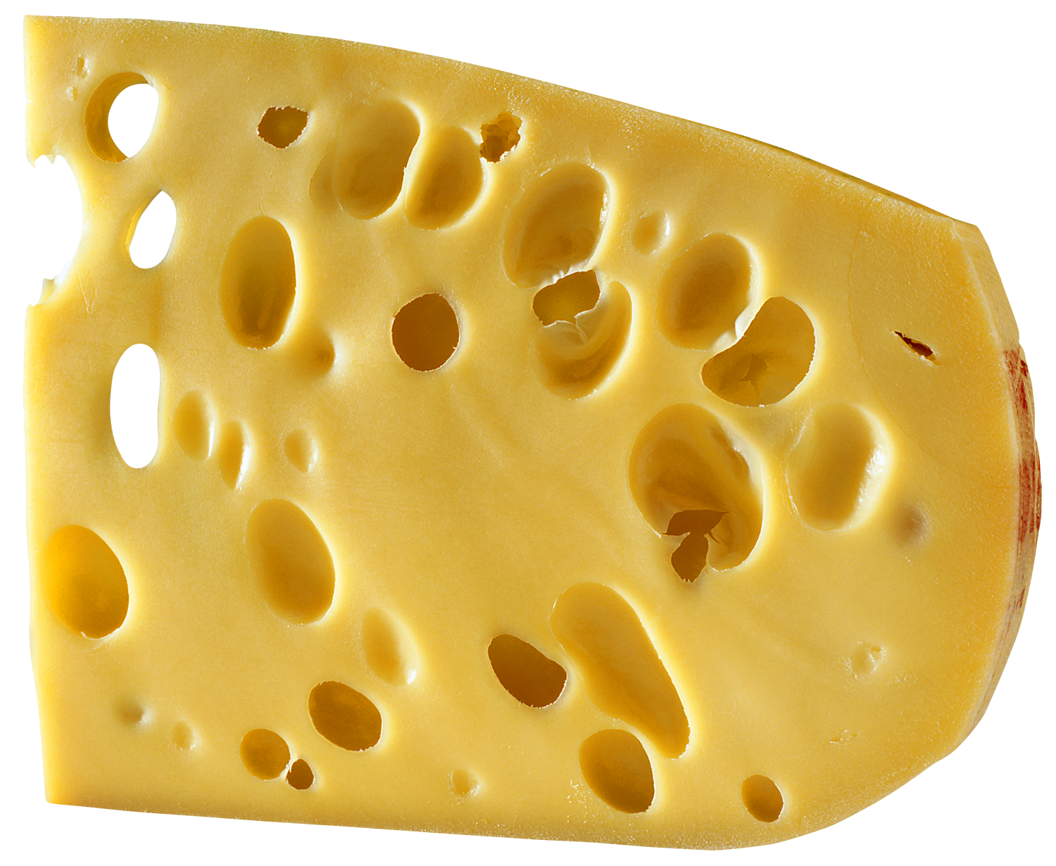 Fresh Swiss Cheese Wedge With Large Round Holes Isolated Transparent PNG Image