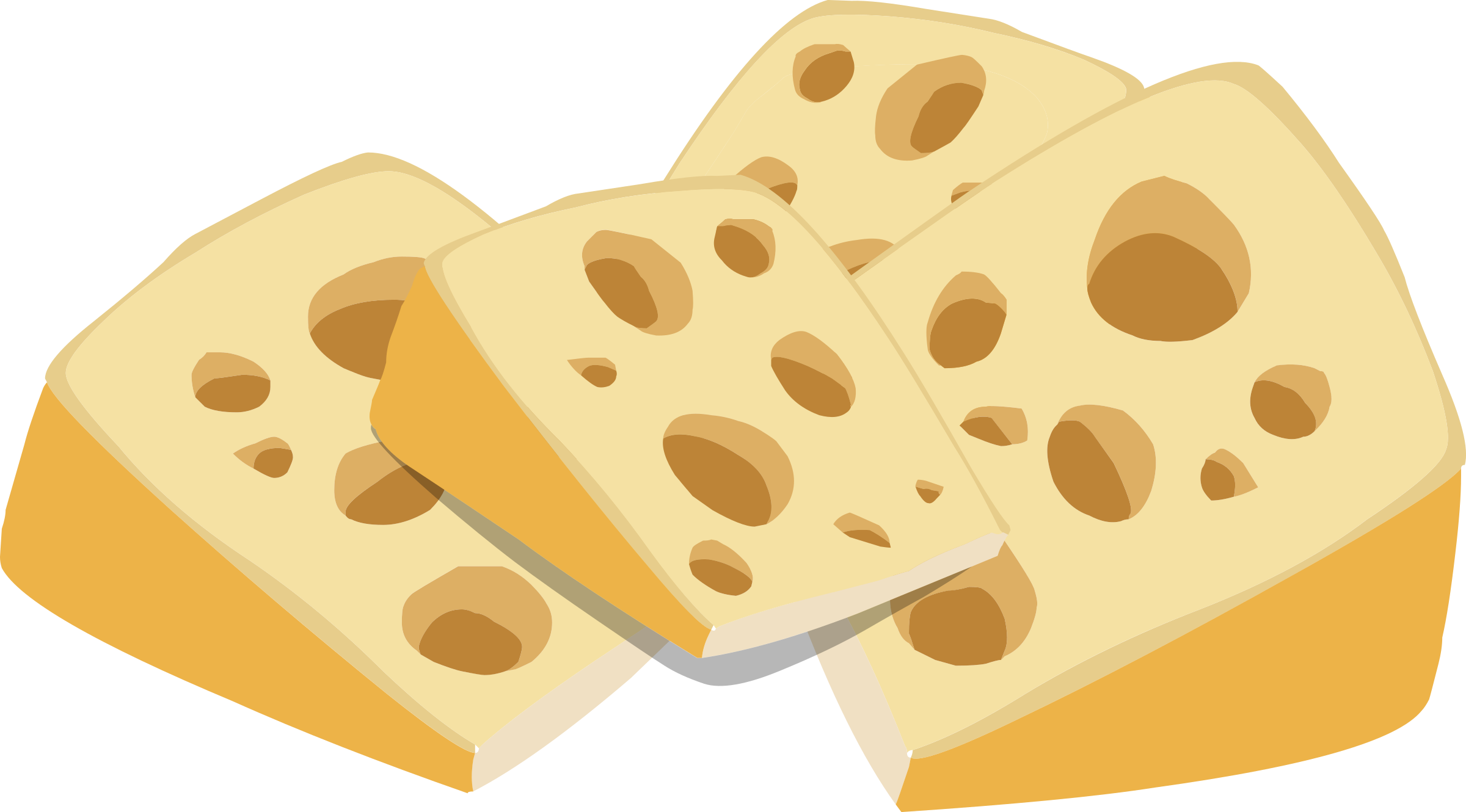 Several Swiss Cheese Slices With Classic Round Holes PNG Image