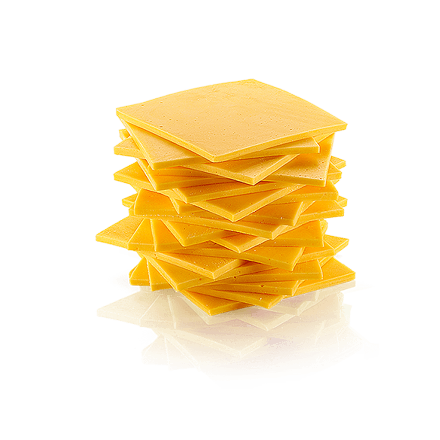 Stack Of Thin Square Processed Cheddar Cheese Slices Transparent PNG