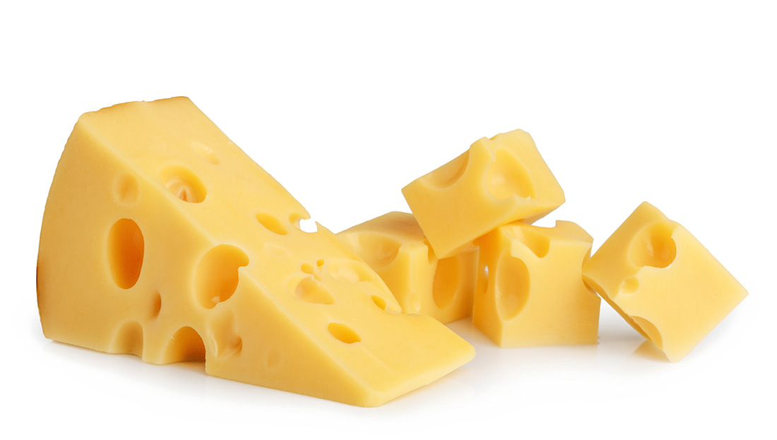 Swiss Cheese Wedge With Small Cubes And Round Holes Isolated PNG Graphic