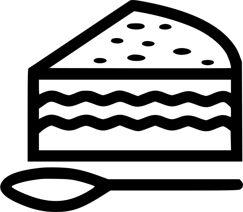 Black Outline Chocolate Cake Slice Icon With Fork And Layered Filling PNG