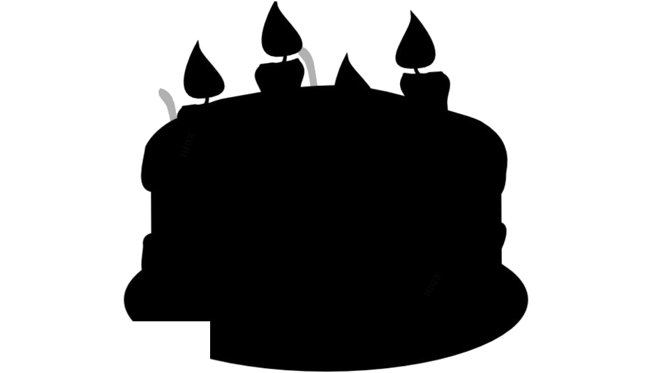 Black Silhouette Of Tiered Birthday Cake With Candles PNG Graphic